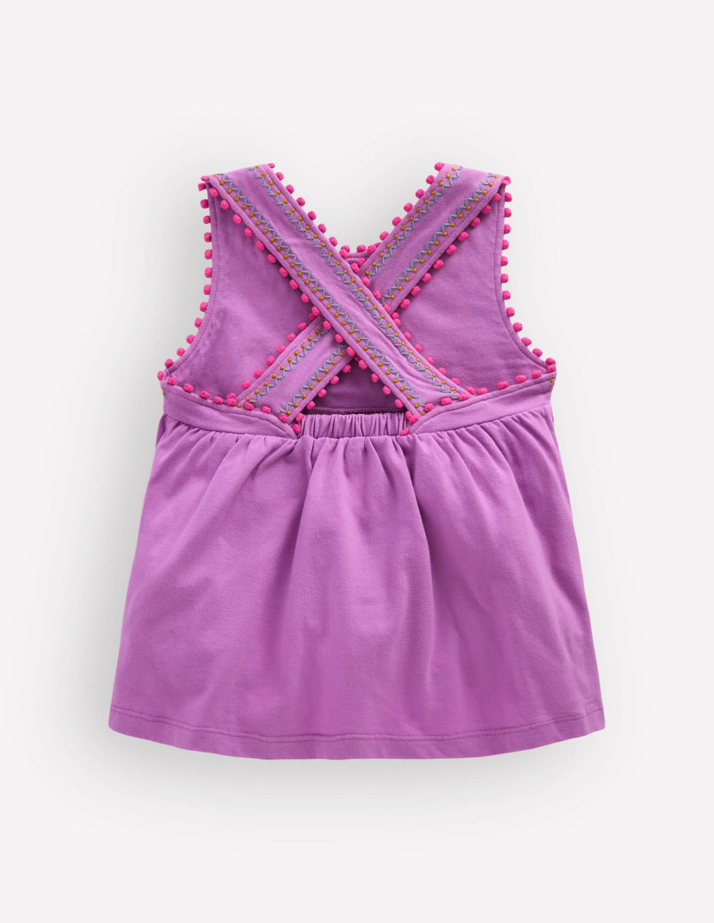 Cross-Back Pom Trim Top-Chalky Violet / Boden us