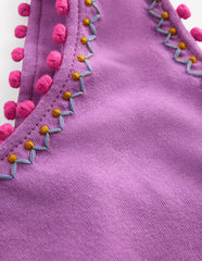 Cross-Back Pom Trim Top-Chalky Violet / Boden us