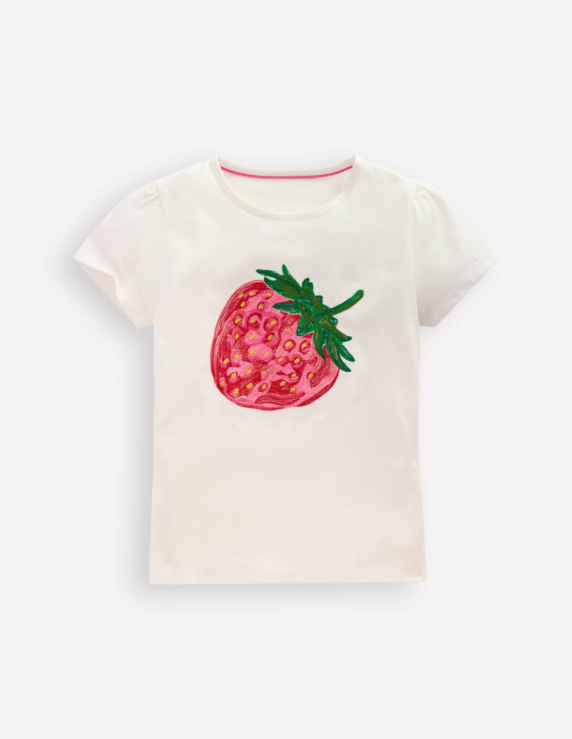 Puff Sleeve Superstitch Top-Coconut Milk Strawberry / Boden Online