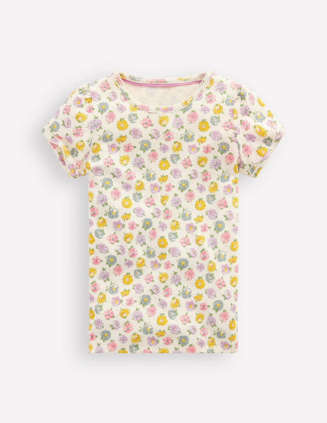 Short Sleeve Pointelle Top-Ivory Spaced Rosa / Boden Outlet