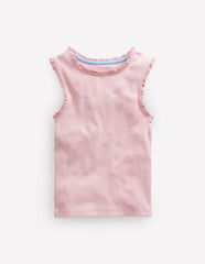 Ribbed Lace Trim Tank-French Pink / Boden