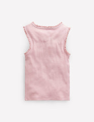 Ribbed Lace Trim Tank-French Pink / Boden