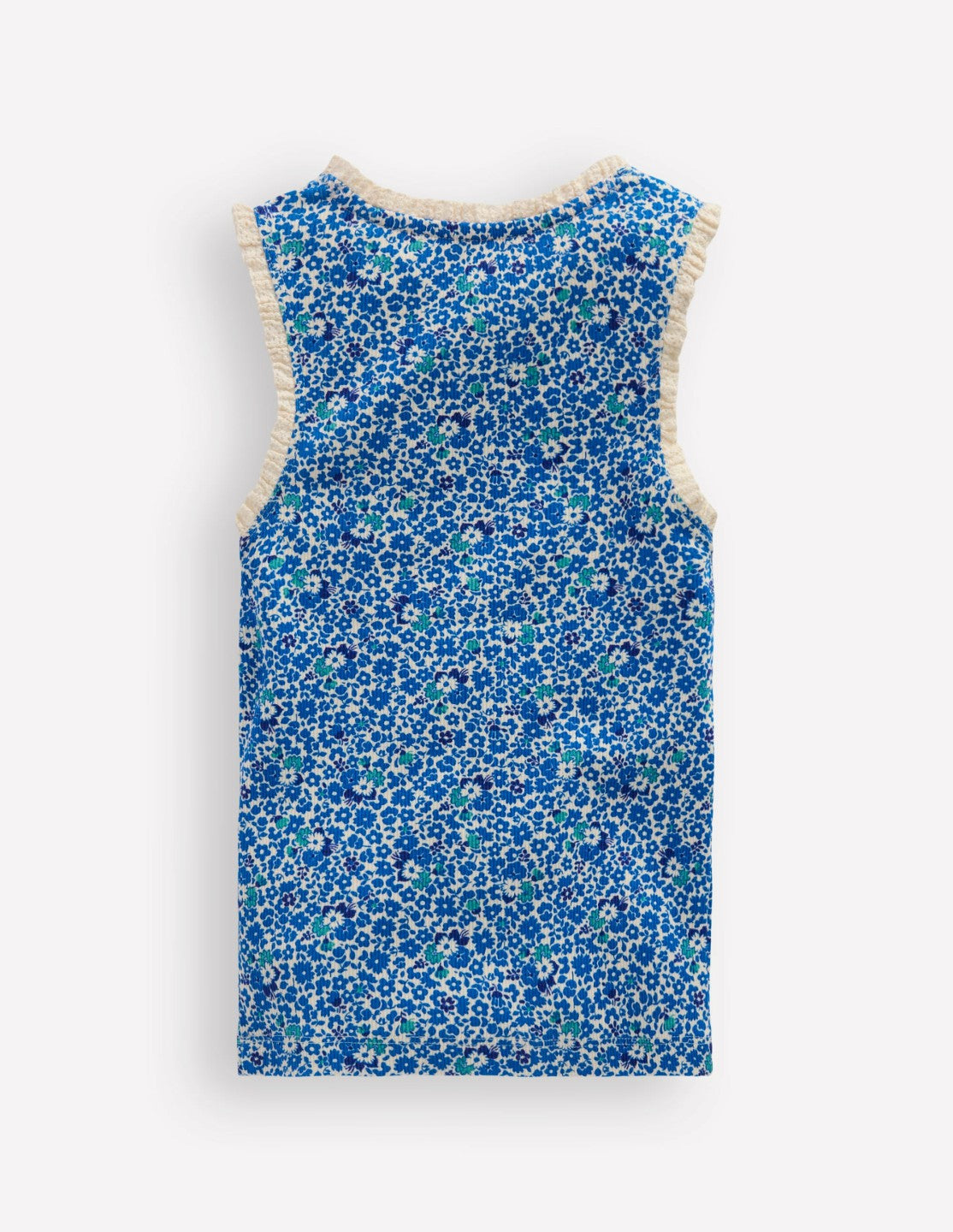 Ribbed Lace Trim Tank-Cabana Blue Ditsy Floral / Boden Online