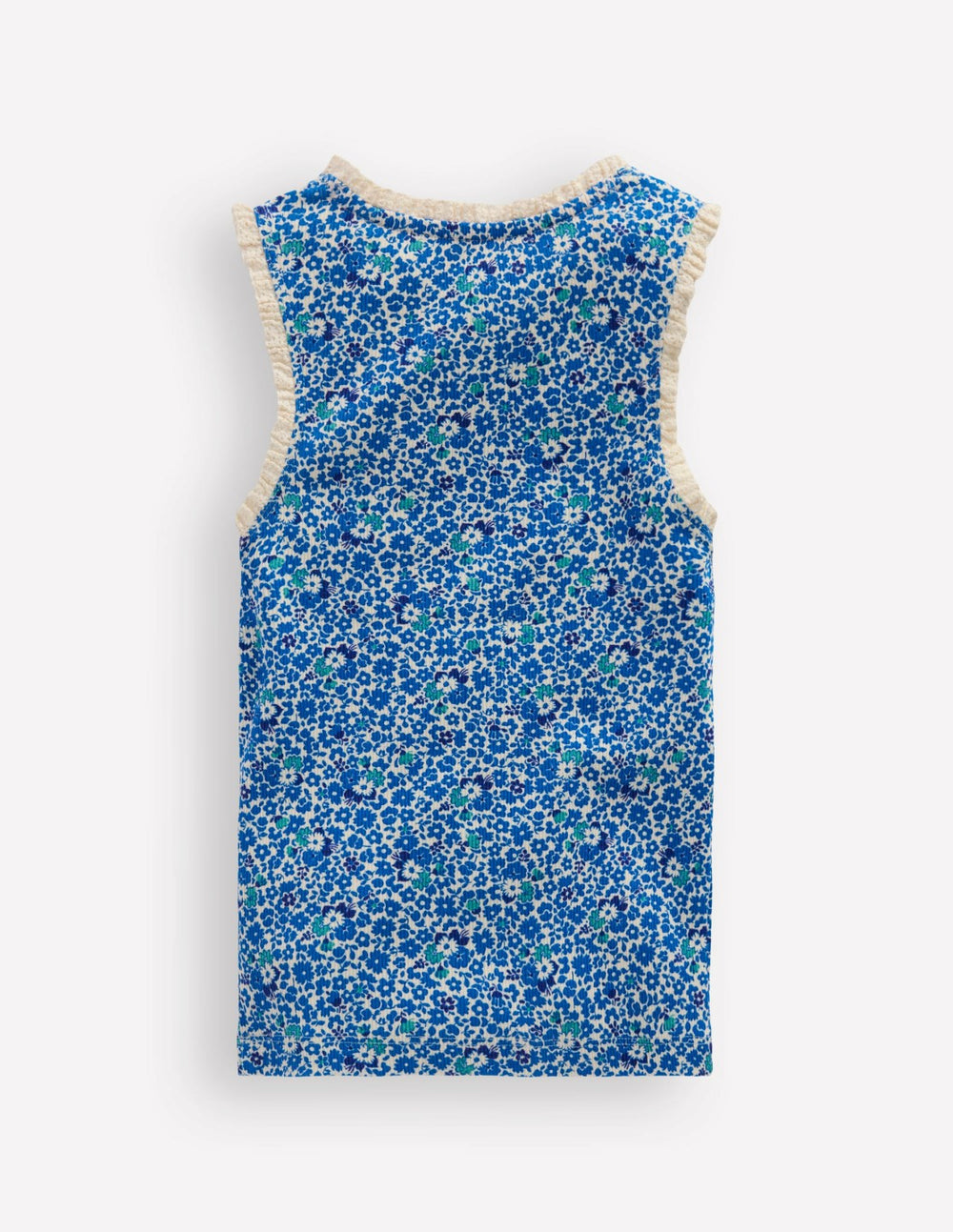 Ribbed Lace Trim Tank-Cabana Blue Ditsy Floral / Boden Online
