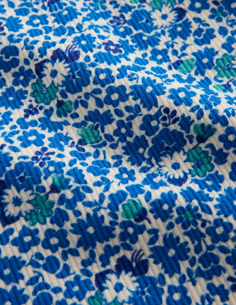 Ribbed Lace Trim Tank-Cabana Blue Ditsy Floral / Boden Online