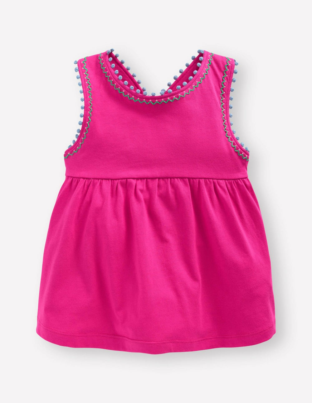 Cross-Back Pom Trim Top-Pink Peony / Boden Outlet
