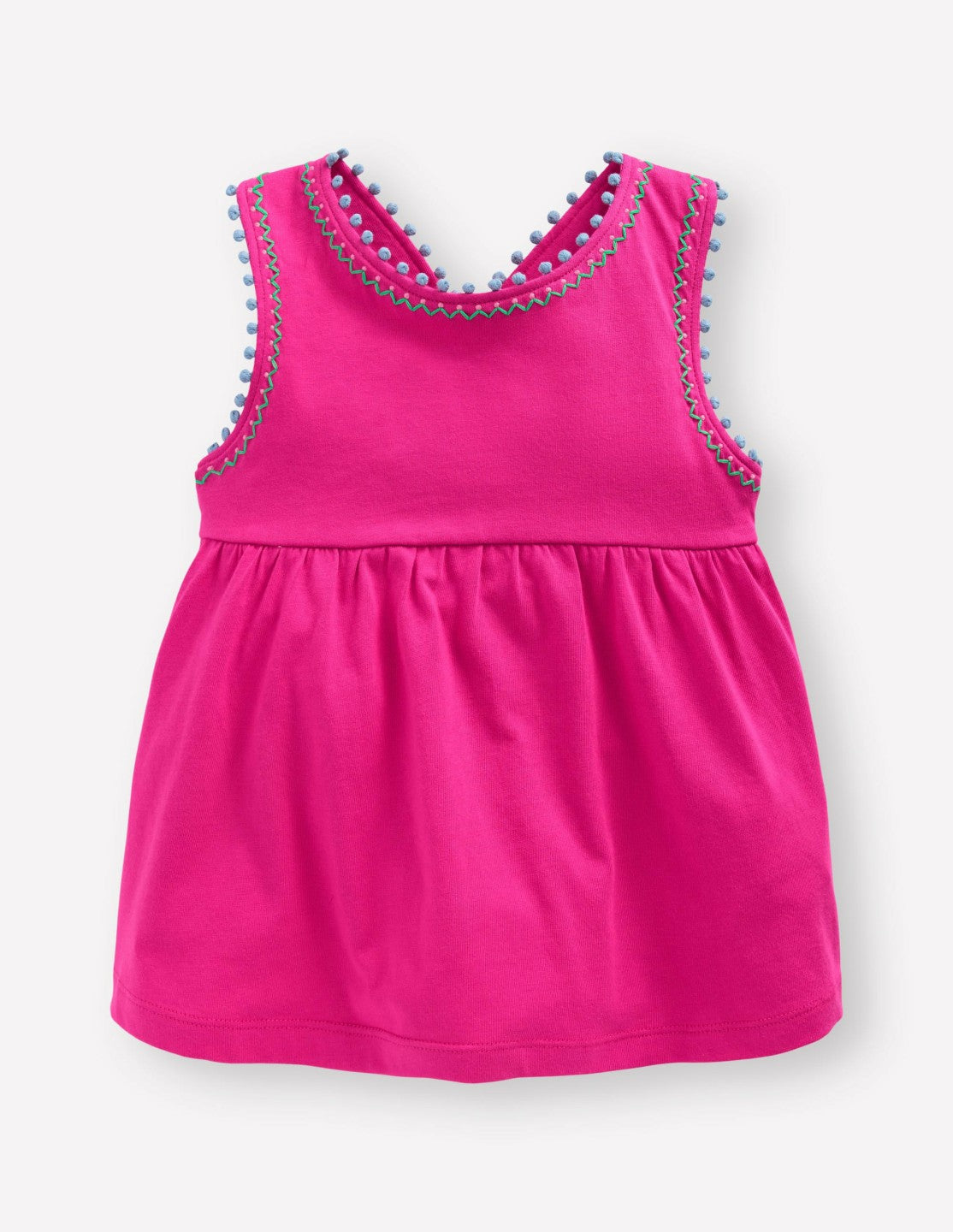 Cross-Back Pom Trim Top-Pink Peony / Boden Outlet
