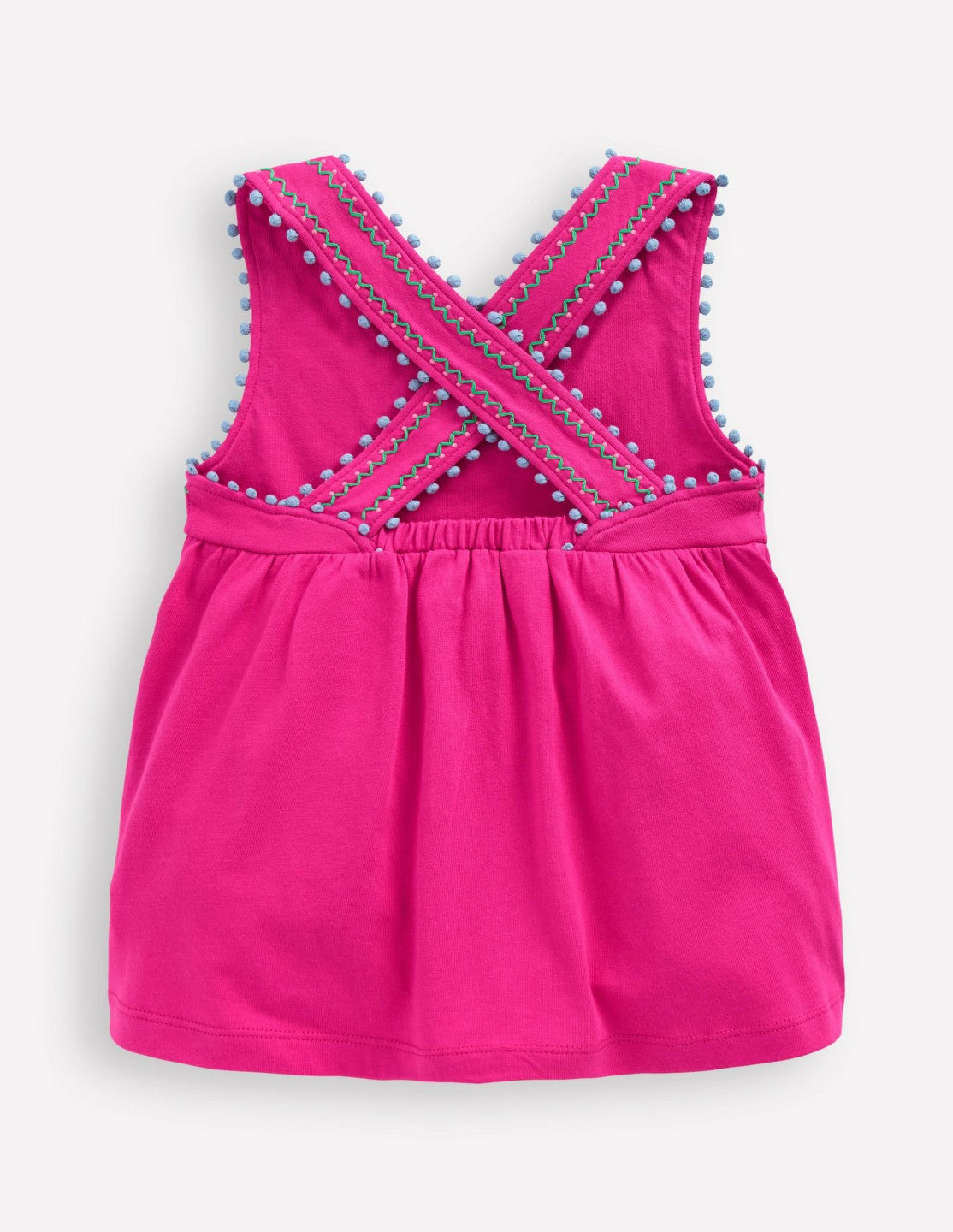 Cross-Back Pom Trim Top-Pink Peony / Boden Outlet