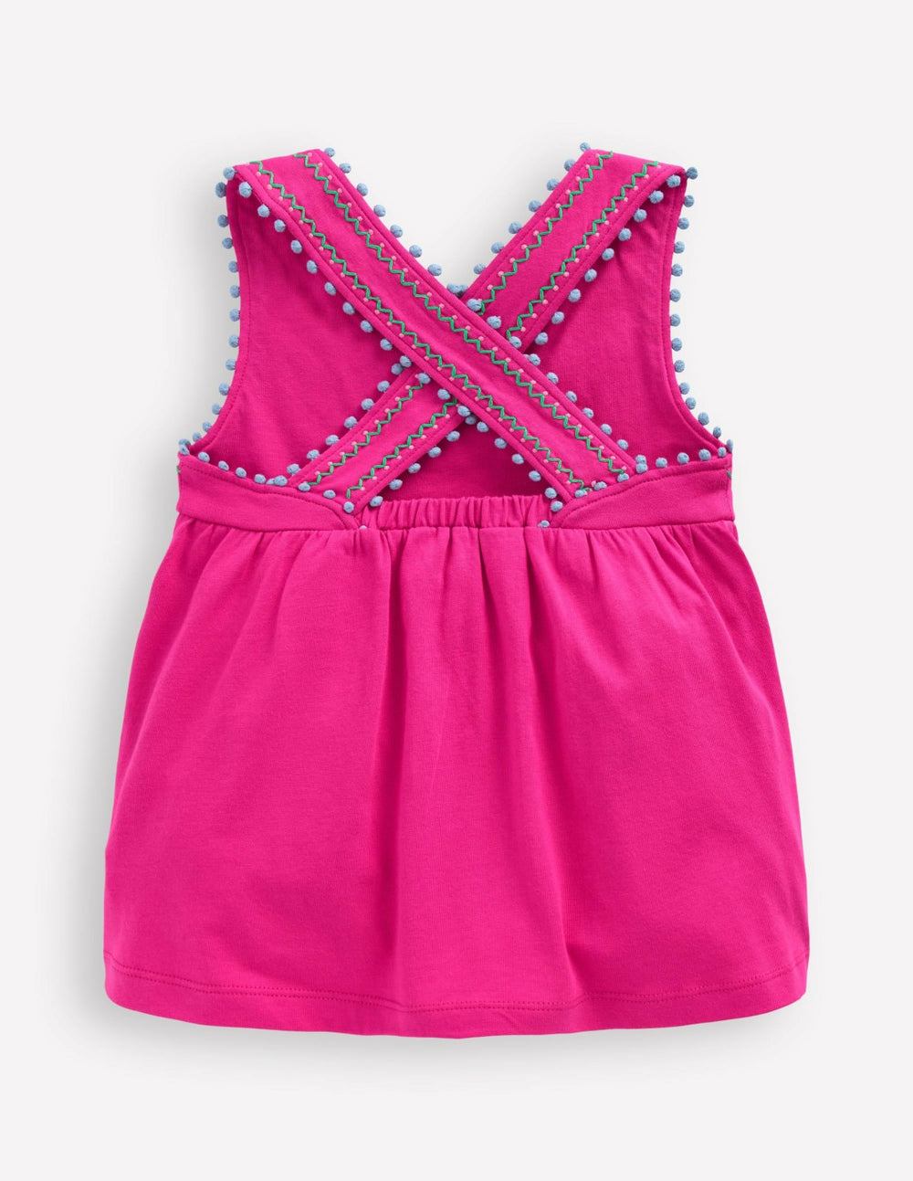 Cross-Back Pom Trim Top-Pink Peony / Boden Outlet