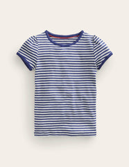Short Sleeve Pointelle Top-Soft Ivory/Starboard Blue / Boden Discount