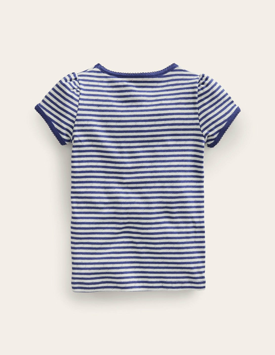 Short Sleeve Pointelle Top-Soft Ivory/Starboard Blue / Boden Discount