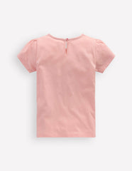 Puff Sleeve Superstitch Top-Chalk Pink Hearts / Boden