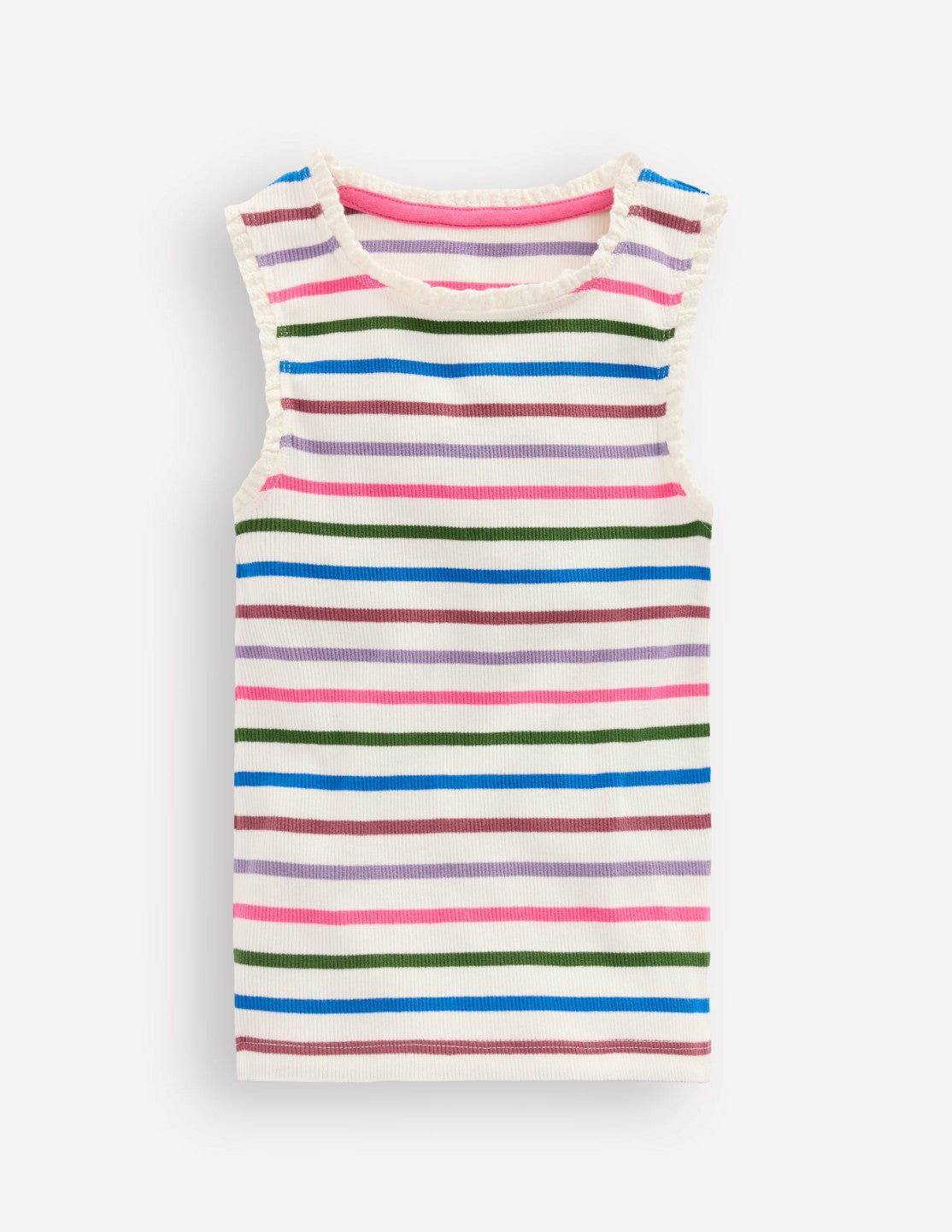 Ribbed Lace Trim Tank-Multi Stripe / Boden Online