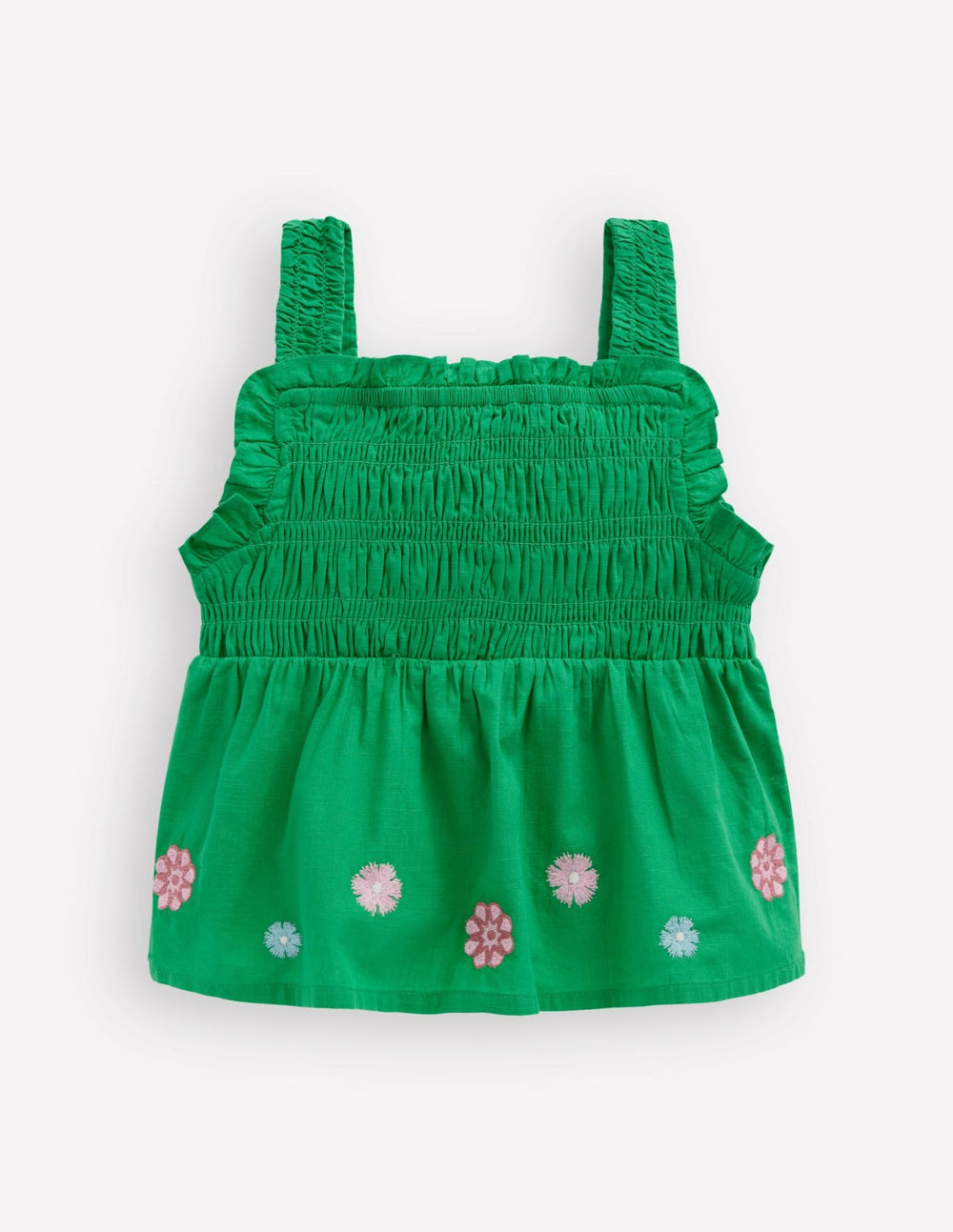 Embroidered Shirred Top-Sapling Green / Boden Outlet