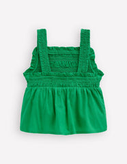 Embroidered Shirred Top-Sapling Green / Boden Outlet