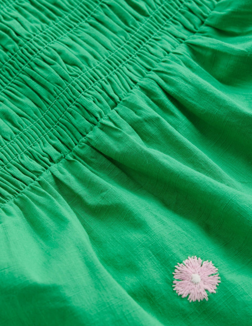 Embroidered Shirred Top-Sapling Green / Boden Outlet