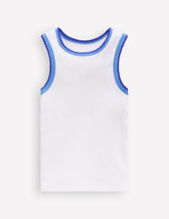 Crochet Trim Ribbed Vest-White / Boden Discount