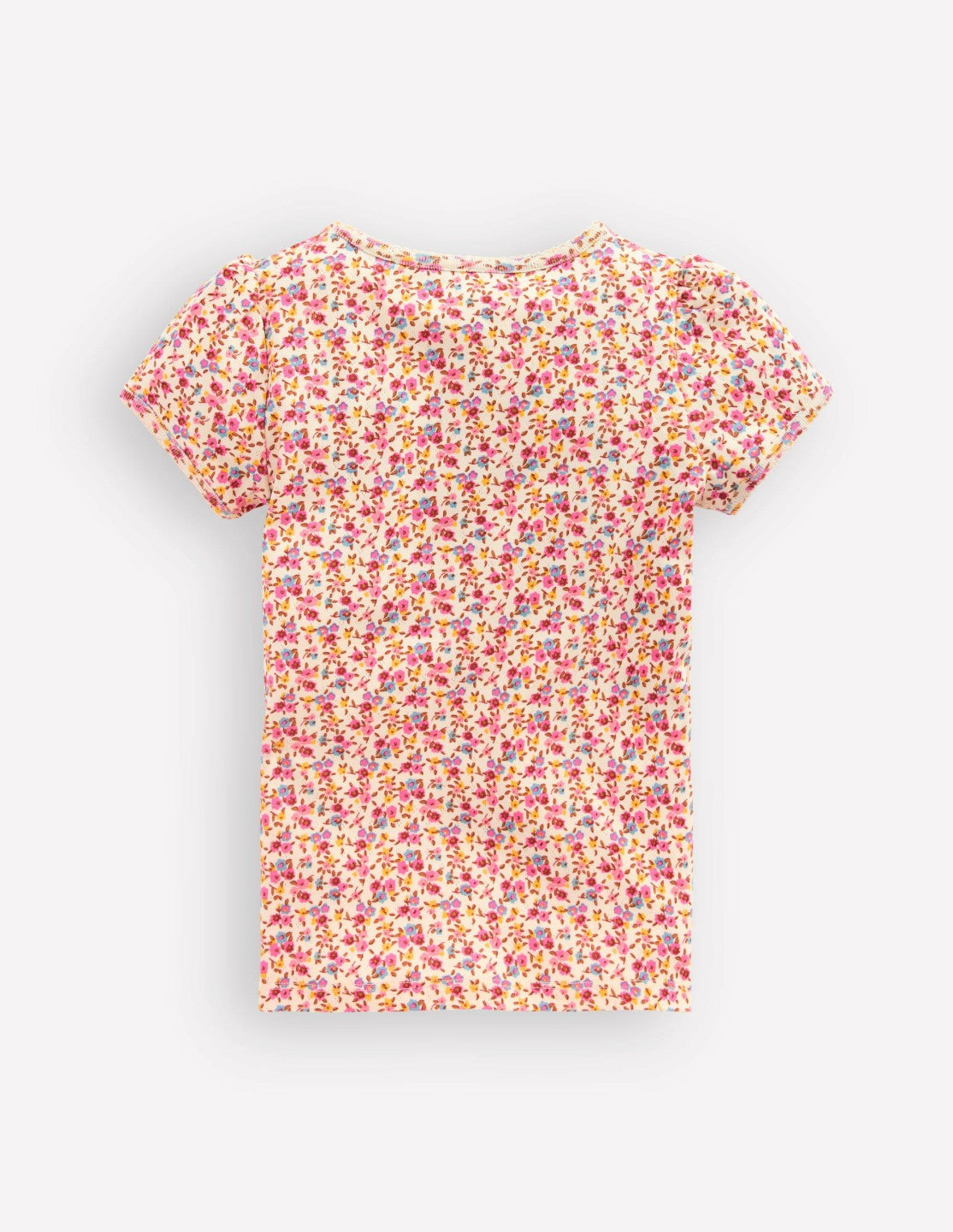 Short Sleeve Pointelle Top-Neon Pink Ditsy Floral / Boden