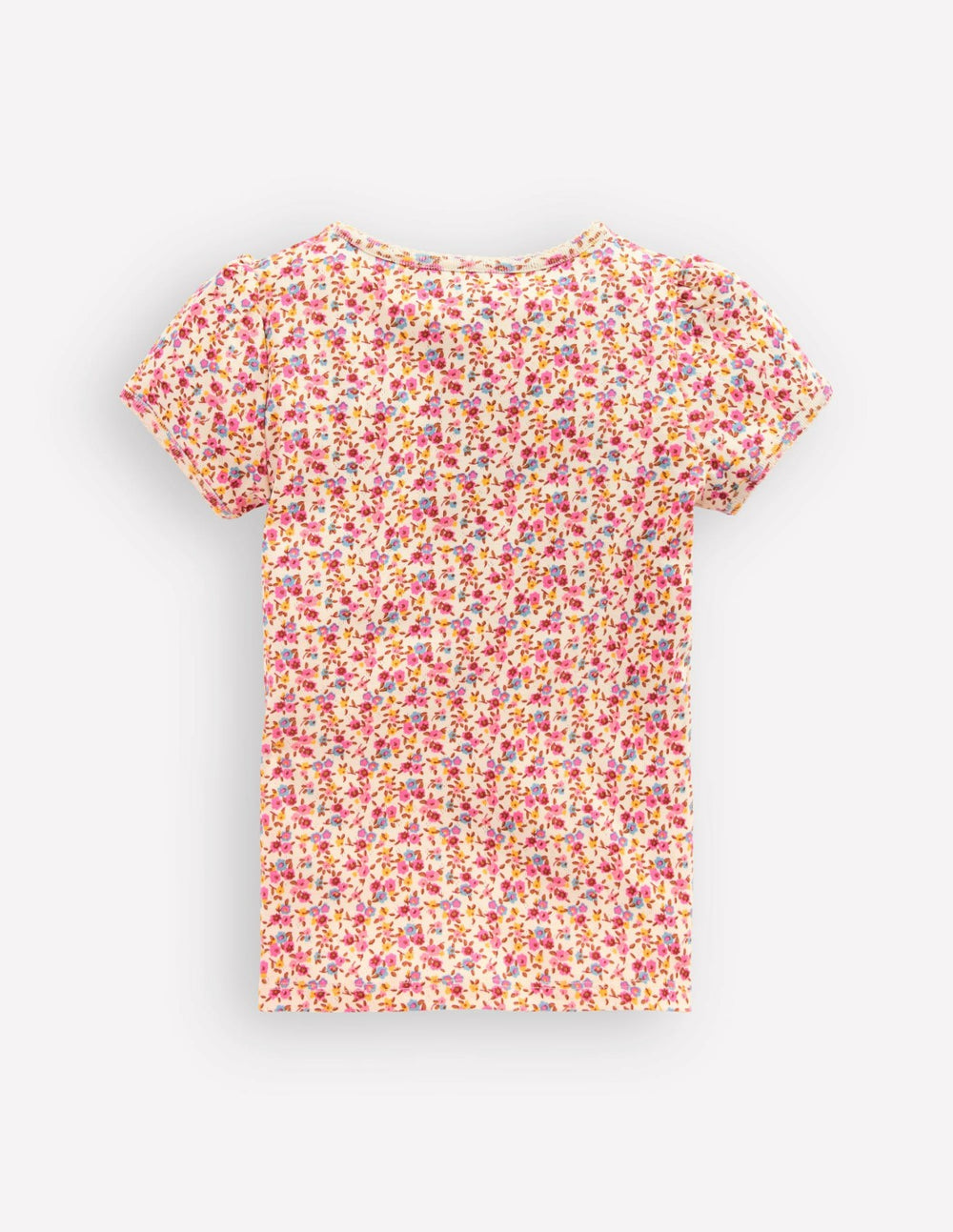 Short Sleeve Pointelle Top-Neon Pink Ditsy Floral / Boden
