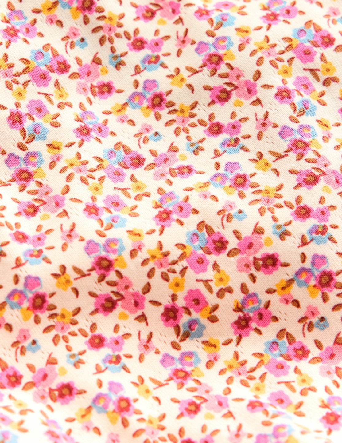 Short Sleeve Pointelle Top-Neon Pink Ditsy Floral / Boden