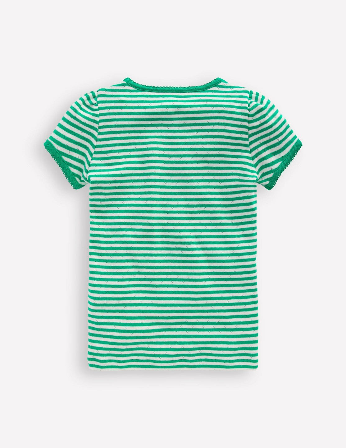 Short Sleeve Pointelle Top-Green/Ivory Stripe / Boden Sale