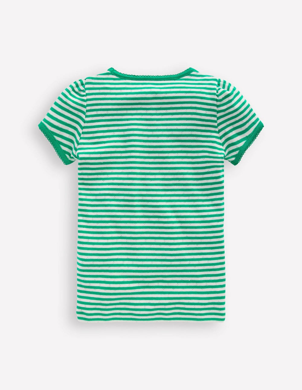 Short Sleeve Pointelle Top-Green/Ivory Stripe / Boden Sale