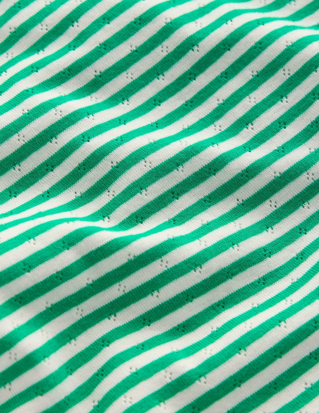 Short Sleeve Pointelle Top-Green/Ivory Stripe / Boden Sale