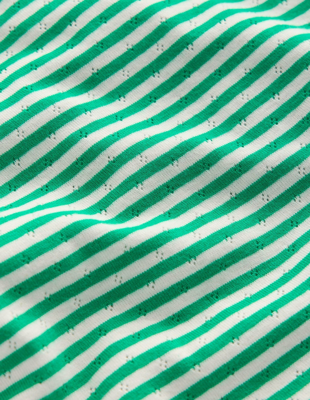 Short Sleeve Pointelle Top-Green/Ivory Stripe / Boden Sale