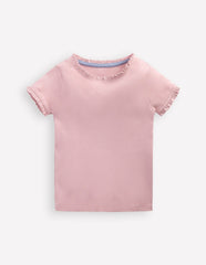 Short Sleeve Ribbed T-shirt-French Pink / Boden Outlet