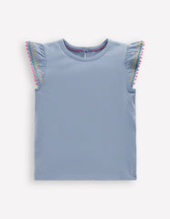 Flutter Sleeve Trim Top-Salt blue / Boden Discount
