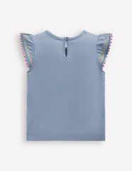 Flutter Sleeve Trim Top-Salt blue / Boden Discount