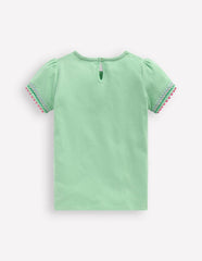 Puff Sleeve T-shirt-Pistachio Green / Boden