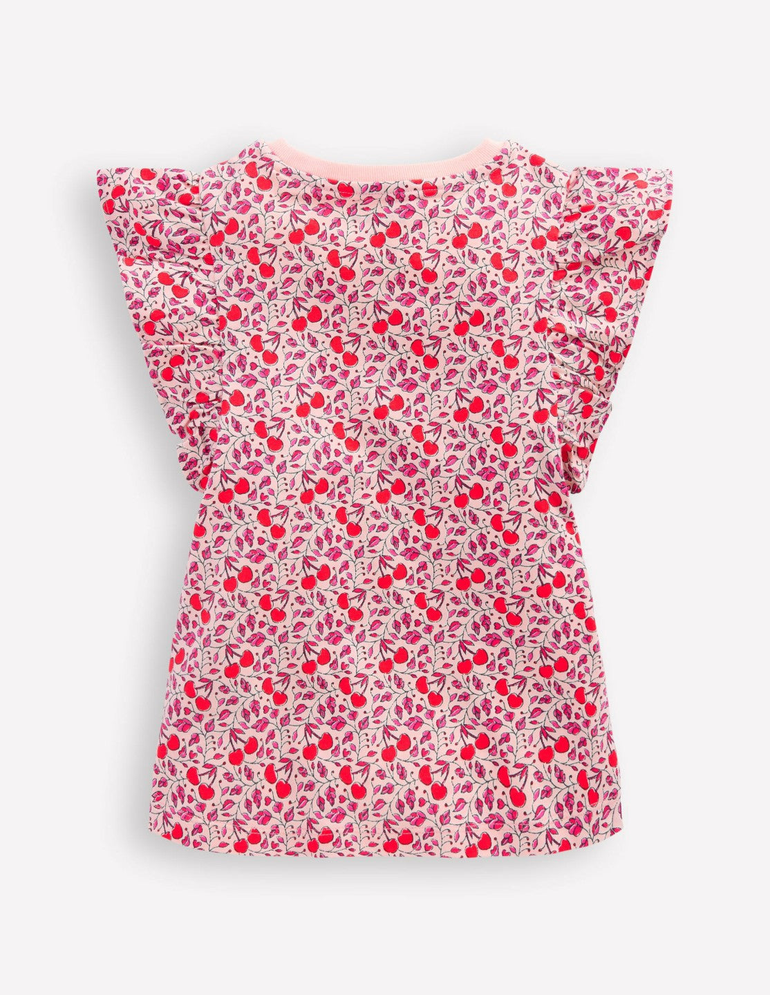 Frill Sleeve Printed Top-Pink Cherries / Boden Sale