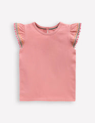 Flutter Sleeve Trim Top-Almond Pink / Boden Online