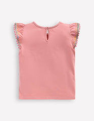 Flutter Sleeve Trim Top-Almond Pink / Boden Online