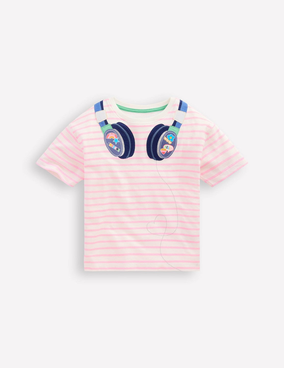 Relaxed Applique T-shirt-Formica Pink/ Ivory Headphones / Boden Outlet