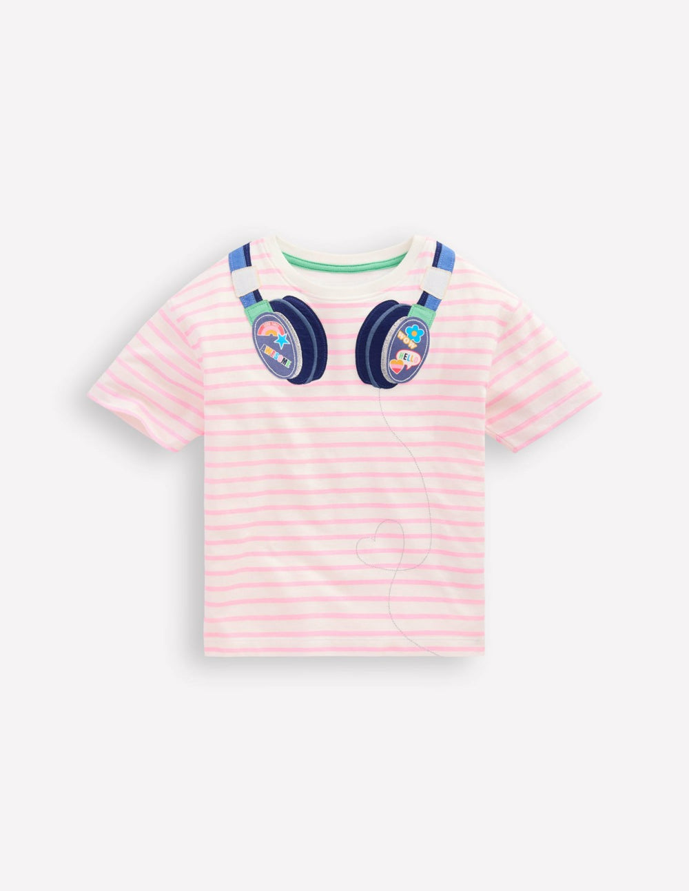 Relaxed Applique T-shirt-Formica Pink/ Ivory Headphones / Boden Outlet