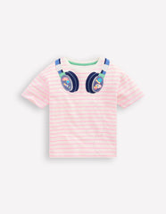Relaxed Applique T-shirt-Formica Pink/ Ivory Headphones / Boden Outlet