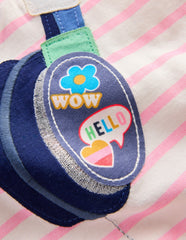 Relaxed Applique T-shirt-Formica Pink/ Ivory Headphones / Boden Outlet