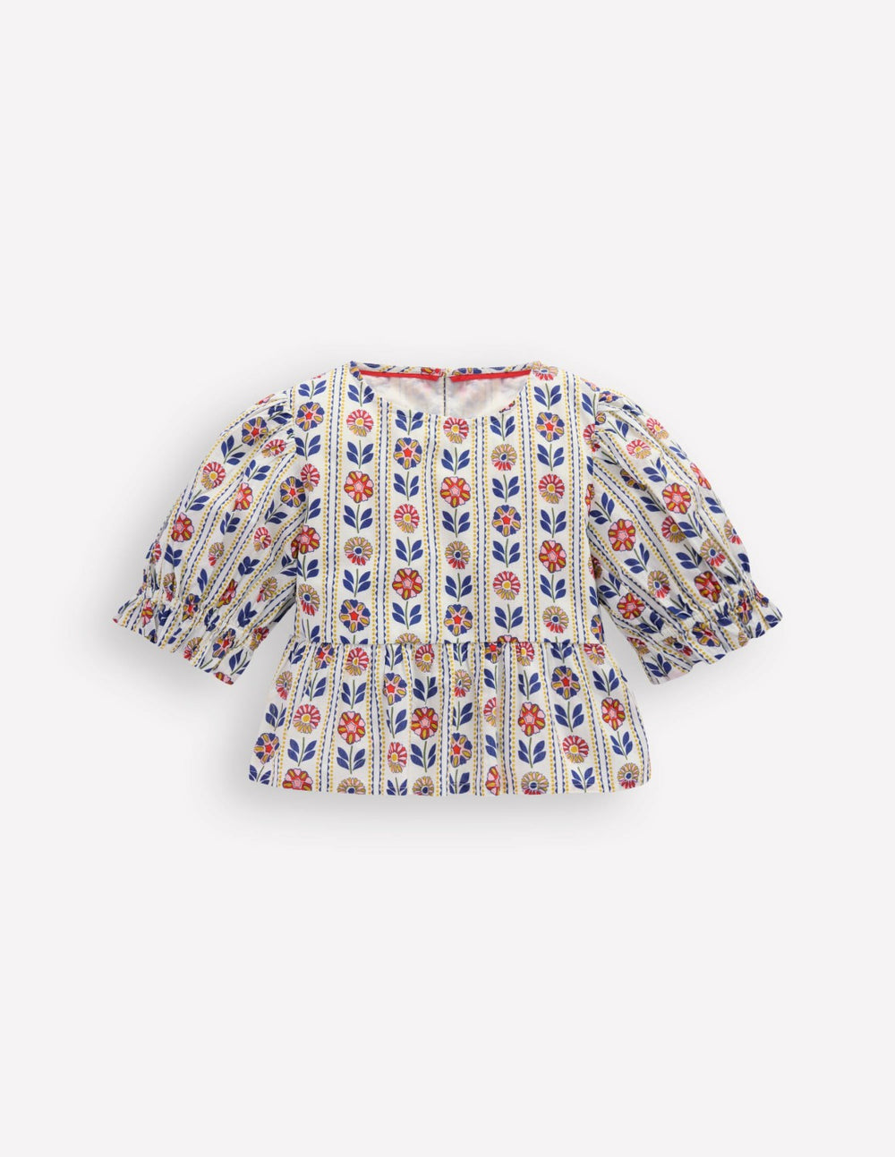Peplum Woven Top-Ivory Floral Stripe / Boden Discount