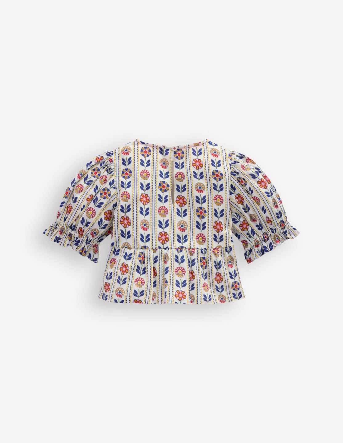 Peplum Woven Top-Ivory Floral Stripe / Boden Discount