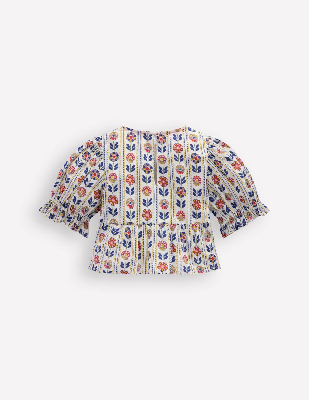 Peplum Woven Top-Ivory Floral Stripe / Boden Discount