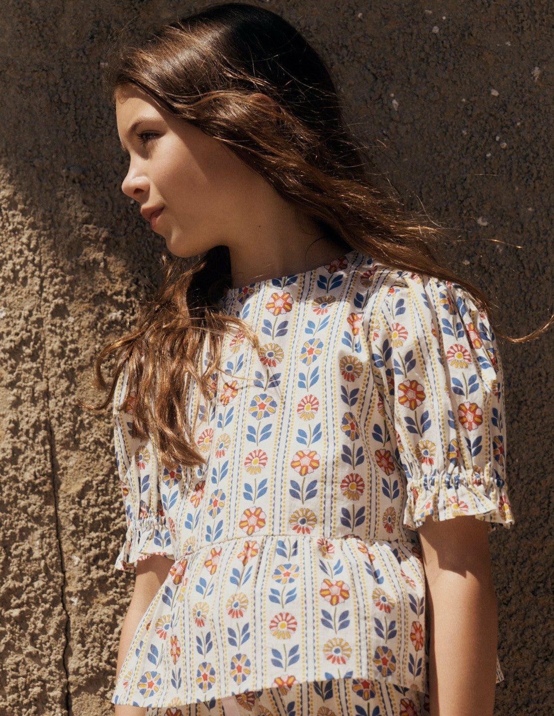 Peplum Woven Top-Ivory Floral Stripe / Boden Discount