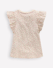 Frill Sleeve Printed Top-Pink Spaced Ditsy / Boden us