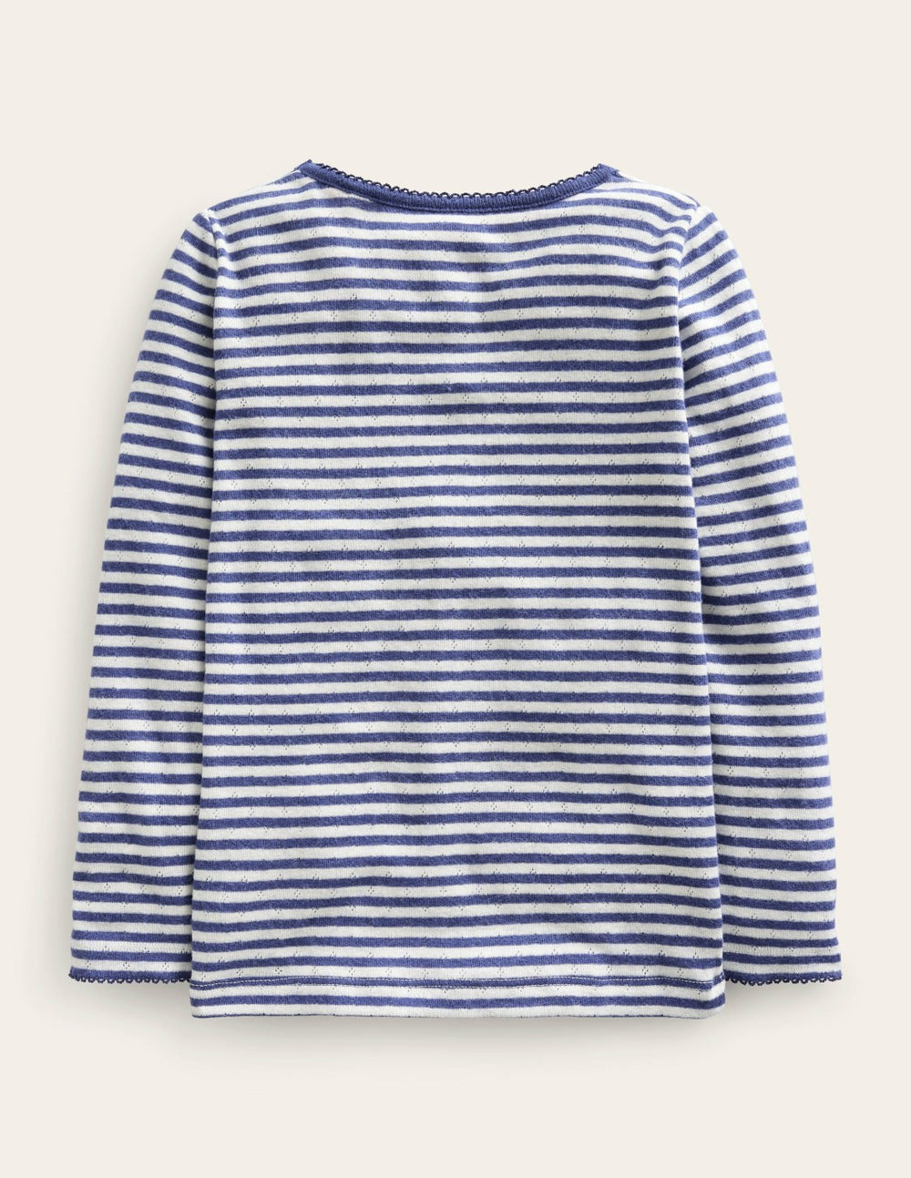 Long Sleeve Pointelle Top-Starboard Blue/Soft Ivory / Boden