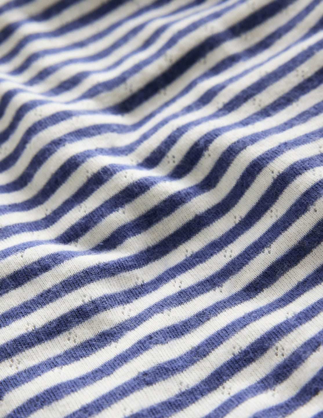 Long Sleeve Pointelle Top-Starboard Blue/Soft Ivory / Boden