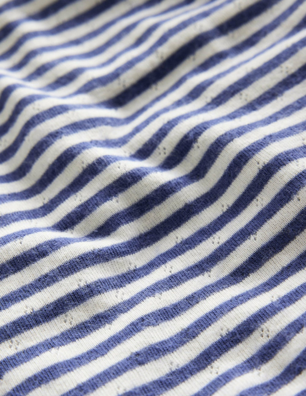 Long Sleeve Pointelle Top-Starboard Blue/Soft Ivory / Boden