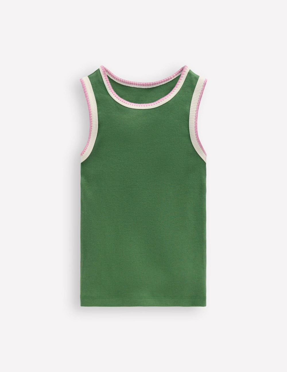Crochet Trim Ribbed Vest-Willow Green / Boden Sale