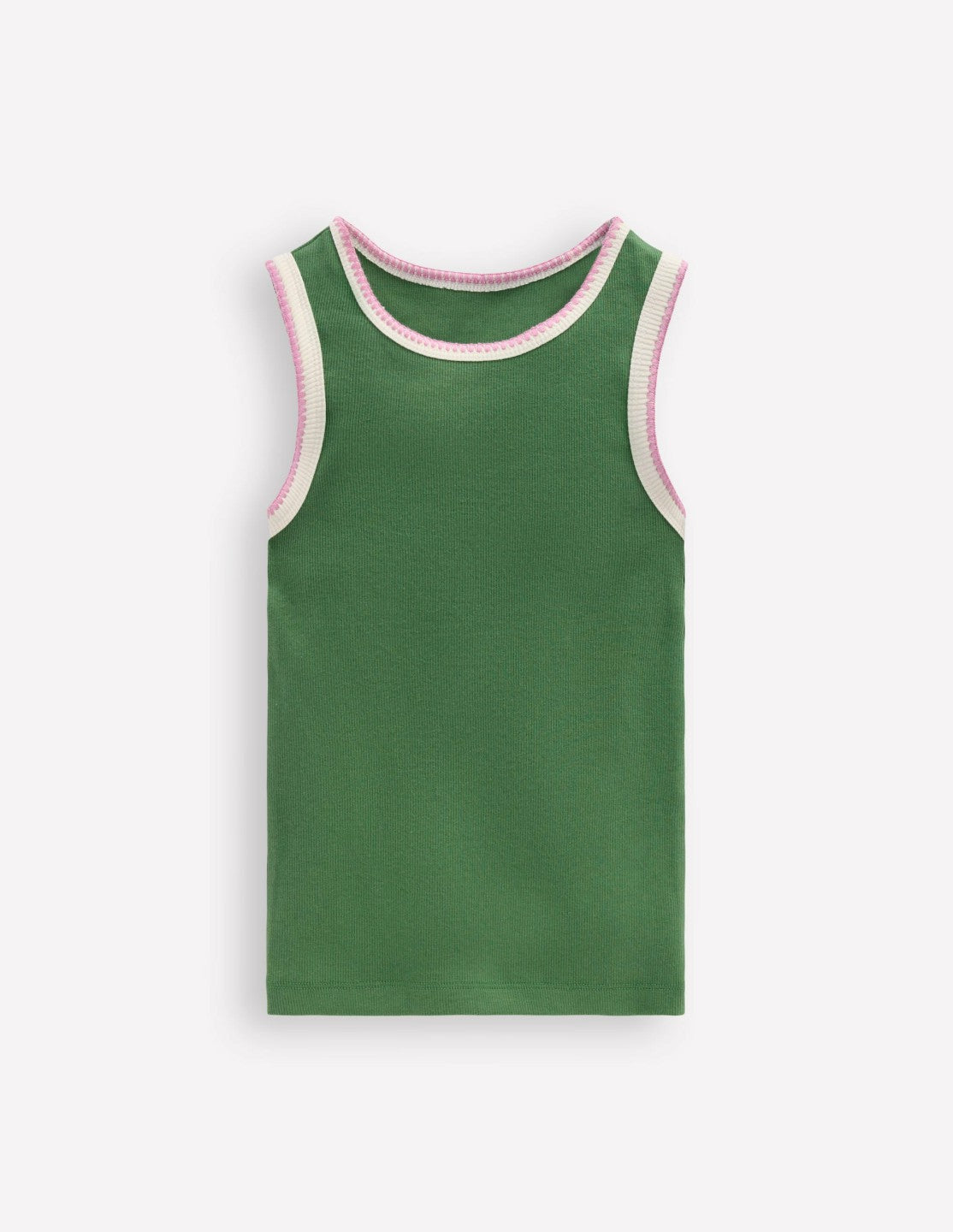 Crochet Trim Ribbed Vest-Willow Green / Boden Sale