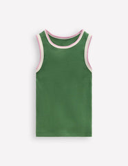 Crochet Trim Ribbed Vest-Willow Green / Boden Sale